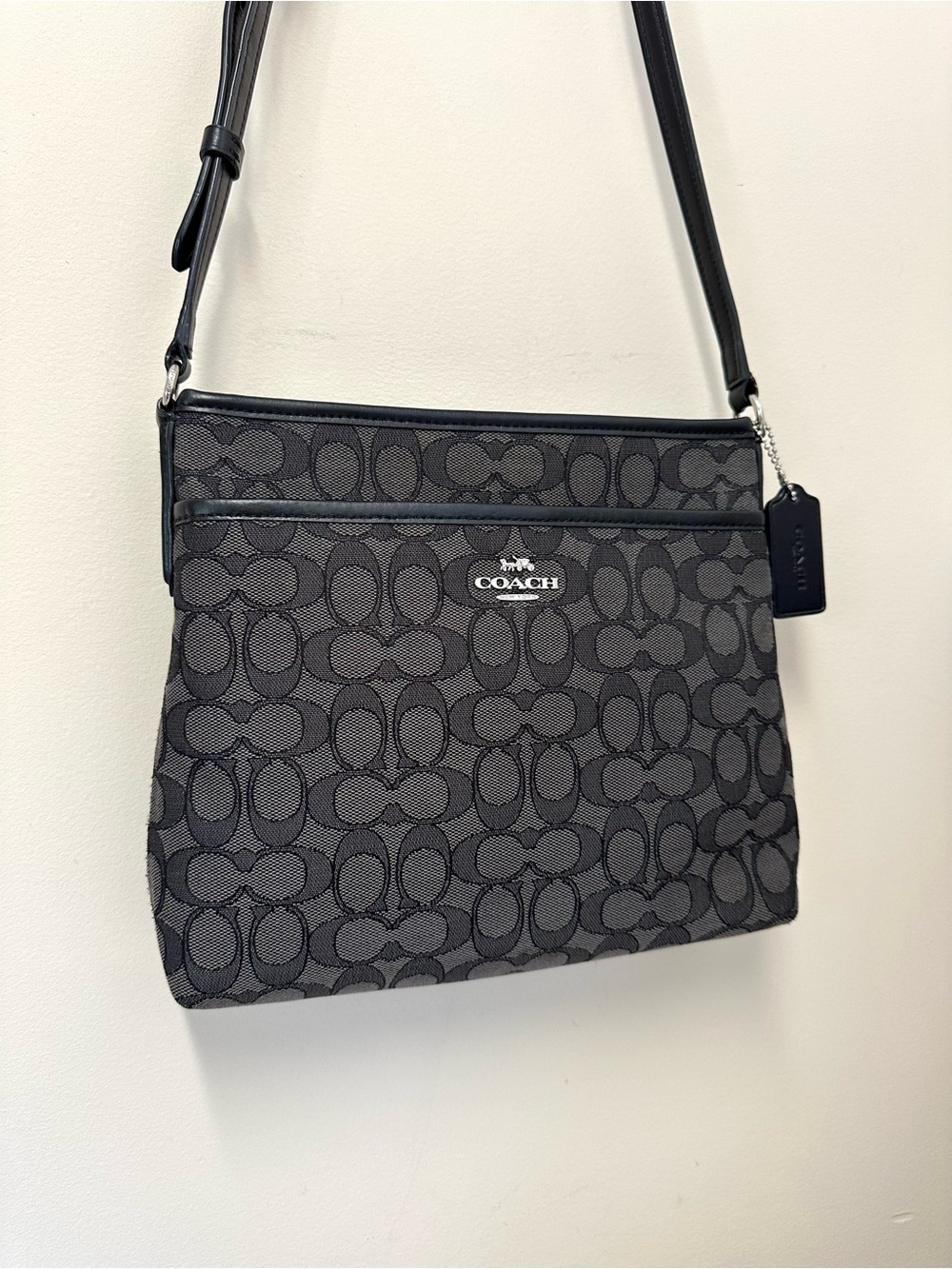 Coach Signature Jacquard Canvas Outline File Crossbody Bag